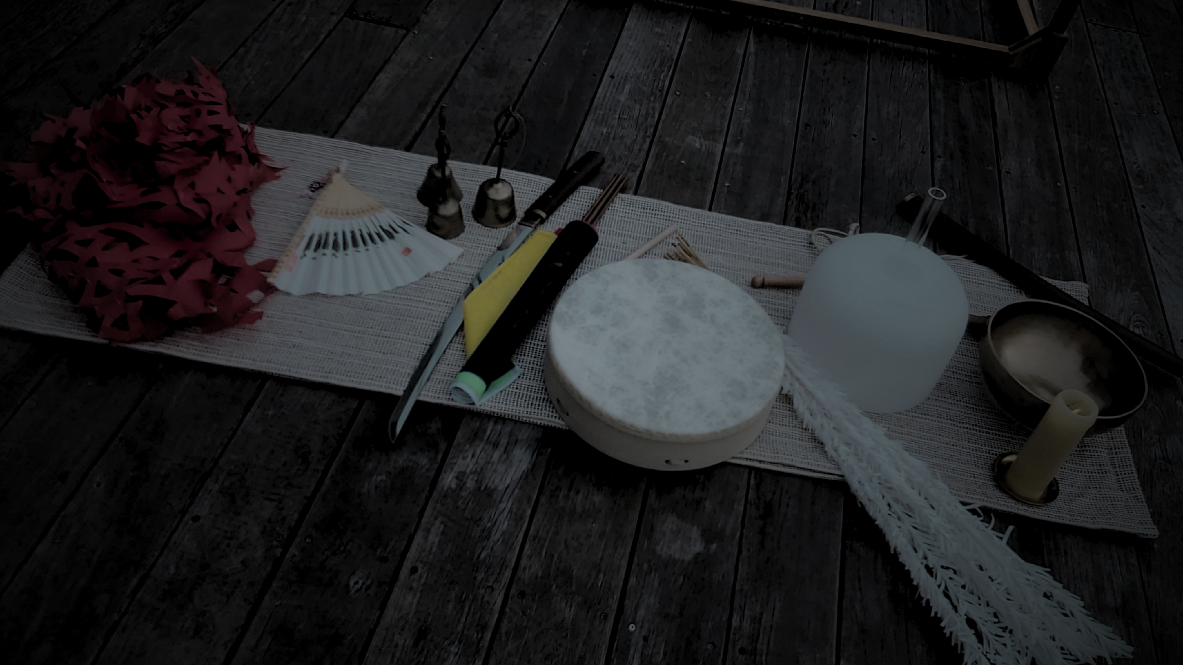 Ritual objects arranged at Seonbawi Rock